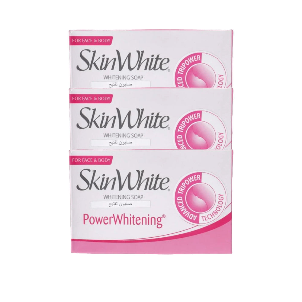 صابونة تفتيح الوجه والجسم باور وايتنينغ 90 جم ×3 من سكن وايت