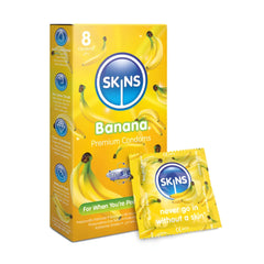 سكينز واقي ذكري بنكهة الموز 8 قطعة