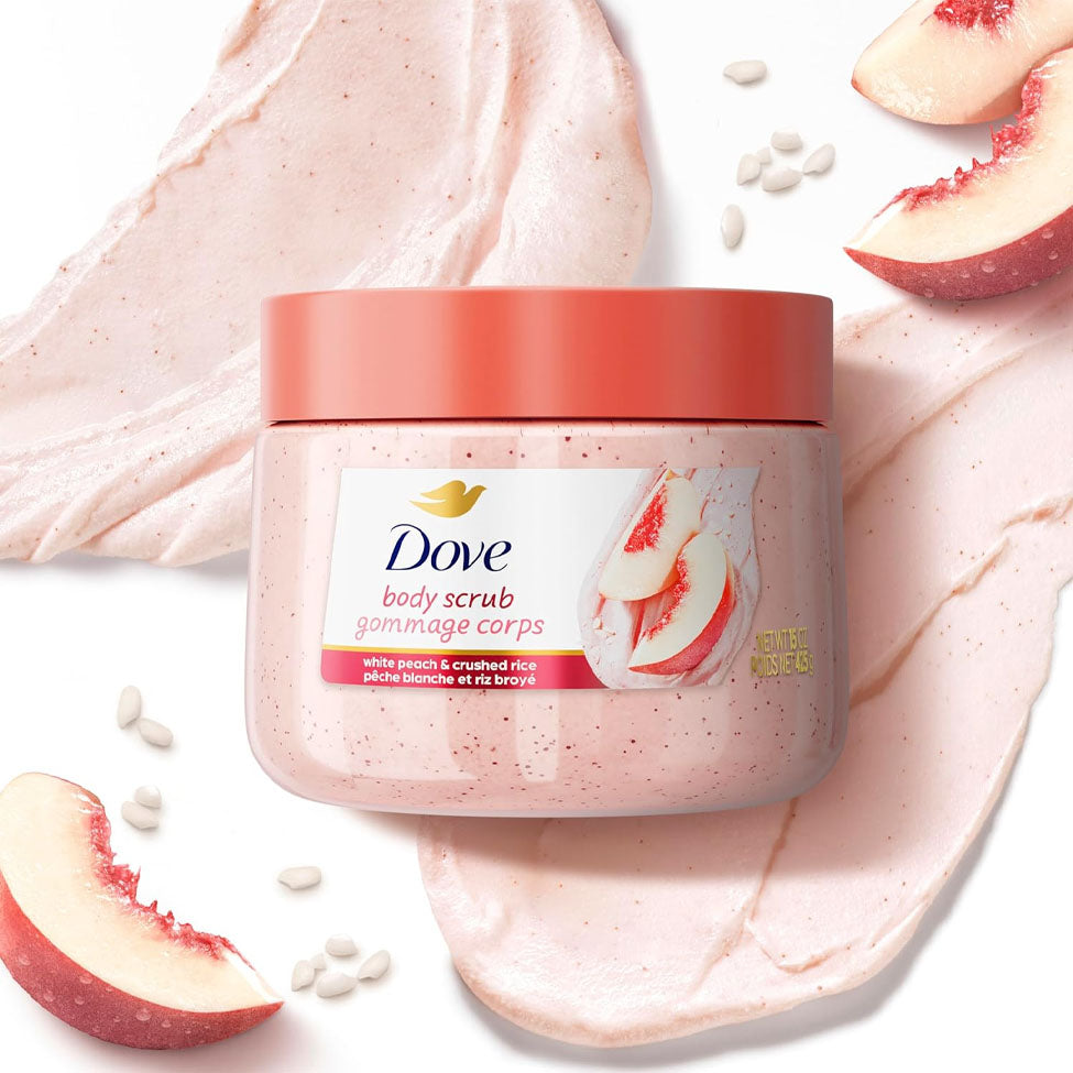 دوف مقشر الجسم بالخوخ الأبيض والأرز المطحون 425 جرام