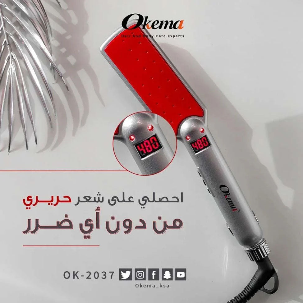 مكواة تمليس الشعر سيراميك OK-2037 من اوكيما