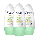 عرض دوف مزيل عرق رول اون جو فريش برائحة الخيار والشاي الأخضر 50 مل ×3